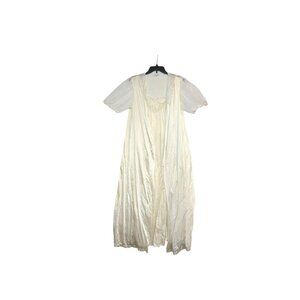 Vintage Vanity Fair Ivory Nightgown & Robe Set With Embroidered Sheer Details -